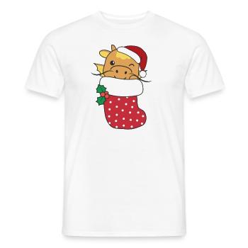 Mignon dragon en chaussette de Noël pour Noël - T-shirt homme - blanc - Devant - AI Model Male 178 dark (178cm)