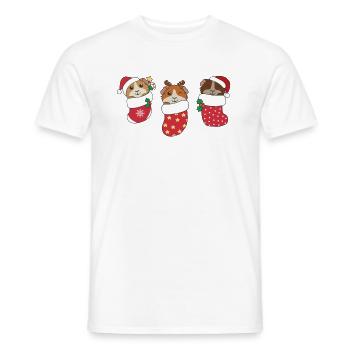 Süße Meerschweinchen in Weihnachtssocke zu - Männer T-Shirt - Weiß - Vorne - AI Model Male 178 dark (178cm)