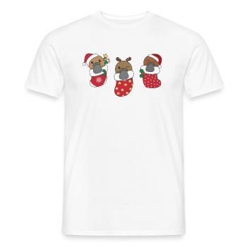 Cute platypus in Christmas sock too - Men's T-Shirt - white - Front - AI Model Male 178 dark (178cm)