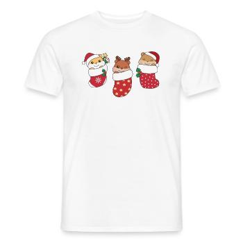 Mignon hamster en chaussette de Noël pour Noël - T-shirt homme - blanc - Devant - AI Model Male 178 dark (178cm)
