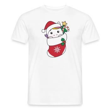 Cute unicorns in Christmas socks for Christmas - Men's T-Shirt - white - Front - AI Model Male 178 dark (178cm)
