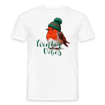 Winter vibes Rotkehlchen Robin Comic lustig fun - Männer T-Shirt - Weiß - Vorne - AI Model Male 178 dark (178cm)