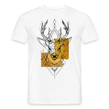 Hirsch Hirschgeweih Tier Geometrisch Gold Kunst - Männer T-Shirt - Weiß - Vorne - AI Model Male 178 dark (178cm)