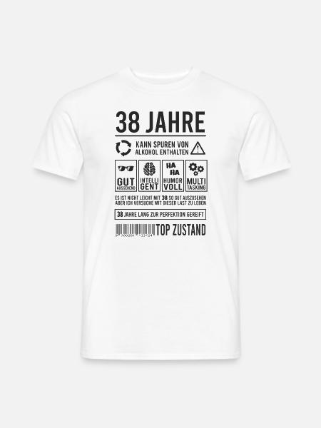 38. Geburtstag Perfektion Lustig 38 Jahre - Männer T-Shirt - Weiß