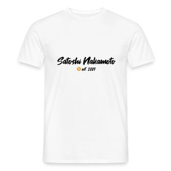 Satoshi Nakamoto est. 2009 Blockchain Bitcoin - T-shirt homme - blanc - Devant - AI Model Male 178 dark (178cm)