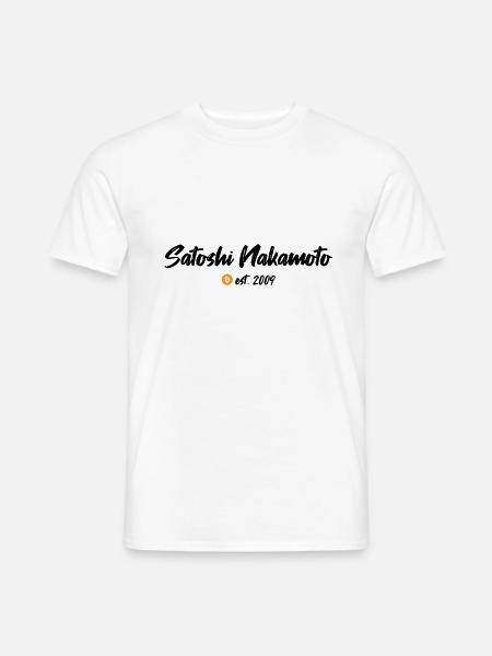Satoshi Nakamoto est. 2009 Blockchain Bitcoin - Männer T-Shirt - Weiß