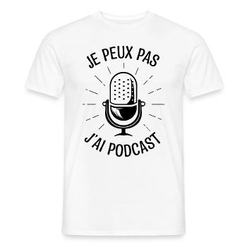 Je peux pas j'ai podcast podcasts cadeau Podcaster - T-shirt homme - blanc - Devant - AI Model Male 178 dark (178cm)