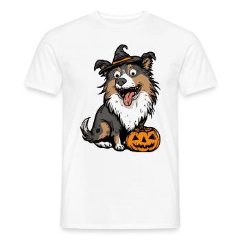 Border Collie Hund Halloween Comic Lustig - Männer T-Shirt - Weiß - Vorne - AI Model Male 178 dark (178cm)