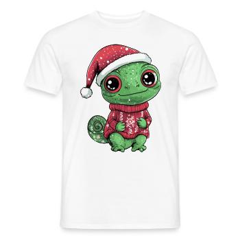 Bande dessinée de Noël caméléon - T-shirt homme - blanc - Devant - AI Model Male 178 dark (178cm)