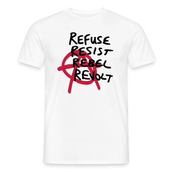 Chemise Anarchy - Refuser, Résister, Rebelle, Révolte! - T-shirt homme - blanc - Devant - AI Model Male 178 dark (178cm)