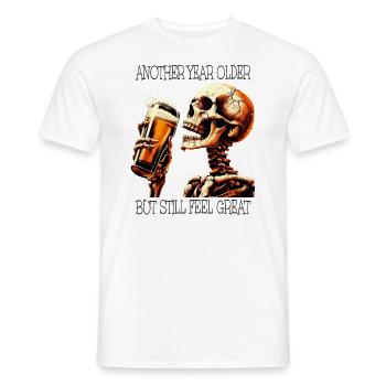 Birthday Beer Drinking Skeleton - Men's T-Shirt - white - Front - AI Model Male 178 dark (178cm)