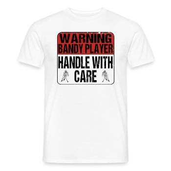 Warning Bandy Player Handle with care Sign - Männer T-Shirt - Weiß - Vorne - AI Model Male 178 dark (178cm)