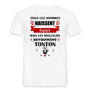 Tous les hommes naissent égaux tonton,oncle - T-shirt homme - blanc - Devant - AI Model Male 178 dark (178cm)