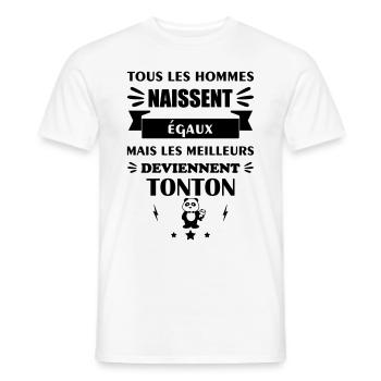 Tous les hommes naissent égaux tonton, oncle - T-shirt homme - blanc - Devant - AI Model Male 178 dark (178cm)