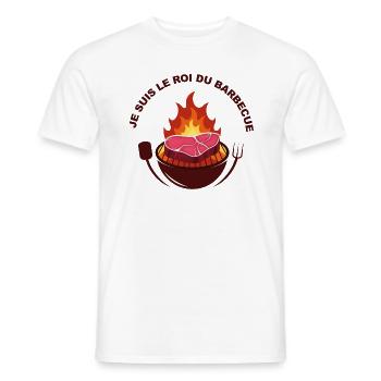 T shirt roi du barbecue - T-shirt homme - blanc - Devant - AI Model Male 178 dark (178cm)