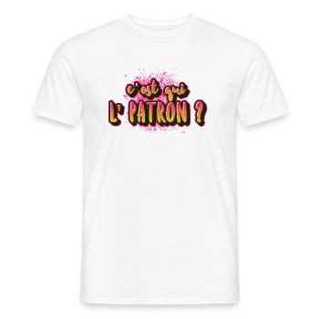 C qui le Patron ? humour, drole pour s'affirmer - T-shirt homme - blanc - Devant - AI Model Male 178 dark (178cm)