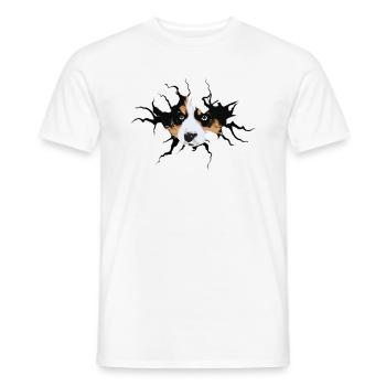 Cute Border Collie cracked hole - Men's T-Shirt - white - Front - AI Model Male 178 dark (178cm)