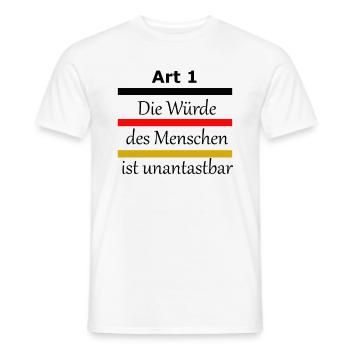 Art 1 Die Würde des Menschen ist unantastbar - Männer T-Shirt - Weiß - Vorne - AI Model Male 178 dark (178cm)