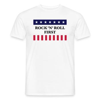 Rock 'n' Roll First (Music / USA / America) - Men's T-Shirt - white - Front - AI Model Male 178 dark (178cm)