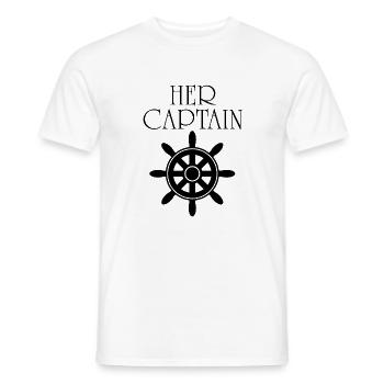 Her Captain His Anchor | Couple Matching Honeymoon - Männer T-Shirt - Weiß - Vorne - AI Model Male 178 dark (178cm)