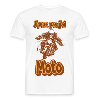 Motif Moto Vintage Expressif J'peux pas j'ai moto - T-shirt homme - blanc - Devant - AI Model Male 178 dark (178cm)