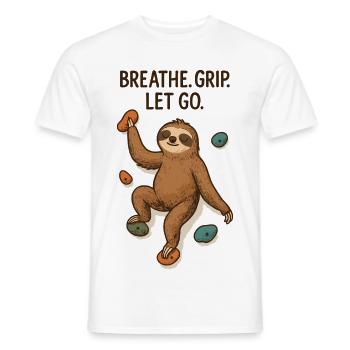 Zen Faultier: Grip Let Go Klettern - Männer T-Shirt - Weiß - Vorne - AI Model Male 178 dark (178cm)