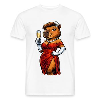 Elegante Capybara Dame mit Sekt - Männer T-Shirt - Weiß - Vorne - AI Model Male 178 dark (178cm)