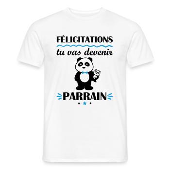 Tu vas être parrain, annonce grossesse, famille - T-shirt homme - blanc - Devant - AI Model Male 178 dark (178cm)