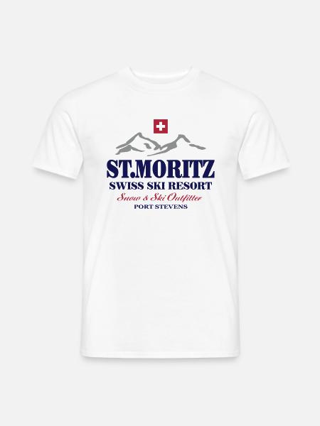 St.Moritz - Ski - Apres - Wintersport - Männer T-Shirt - Weiß