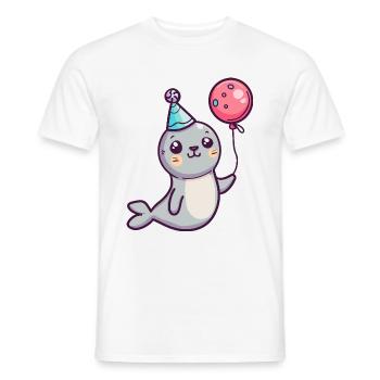 Robbe Tier Geburtstag Baby - Männer T-Shirt - Weiß - Vorne - AI Model Male 178 dark (178cm)