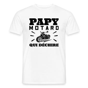 Papy Motard Qui Déchire Grand Père Biker Fan Moto - T-shirt homme - blanc - Devant - AI Model Male 178 dark (178cm)