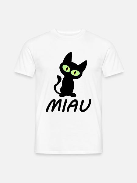 Miaou de chat / chaton mignon / NOUVEAU comme autocollant - T-shirt homme - blanc