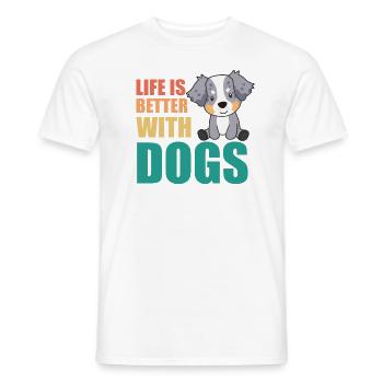 Australian Sheperd Life Dogs - Men's T-Shirt - white - Front - AI Model Male 178 dark (178cm)