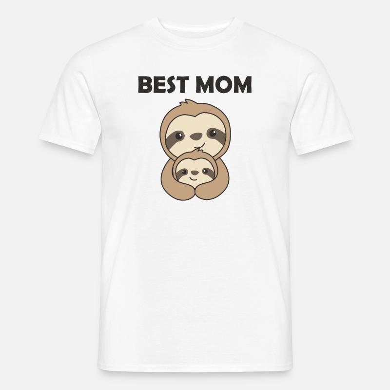 Beste Mama Faultier Mom mit Kind Mutter Muttertag - Männer T-Shirt - Weiß