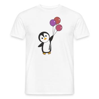 Lustiger Pinguin fliegt mit Ballons oben - Männer T-Shirt - Weiß - Vorne - AI Model Male 178 dark (178cm)