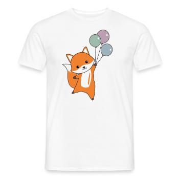 Fuchs süß Tier fliegt Luftballons Kinder - T-shirt homme - blanc - Devant - AI Model Male 178 dark (178cm)