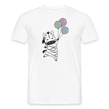 Zebra flies with balloons upwards cute animals - Men's T-Shirt - white - Front - AI Model Male 178 dark (178cm)