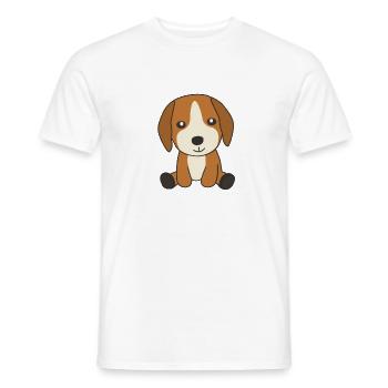 Chien Beagle chiot mignon chiens pour les enfants - T-shirt homme - blanc - Devant - AI Model Male 178 dark (178cm)