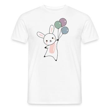 Hase fliegt Ballons oben süße Tiere für Kinder - Männer T-Shirt - Weiß - Vorne - AI Model Male 178 dark (178cm)