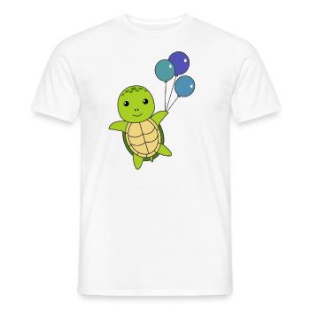 Tortue doux animal vole ballons enfants - T-shirt homme - blanc - Devant - AI Model Male 178 dark (178cm)