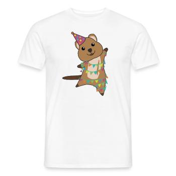 Quokka wishes happy birthday to you Quokkas - Men's T-Shirt - white - Front - AI Model Male 178 dark (178cm)