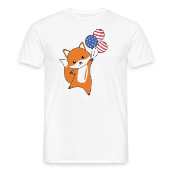 Le renard vole ballons USA en haut doux animaux renards - T-shirt homme - blanc - Devant - AI Model Male 178 dark (178cm)