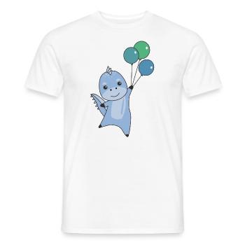 Dino vole avec des ballons de doux dinosaures animaux - T-shirt homme - blanc - Devant - AI Model Male 178 dark (178cm)