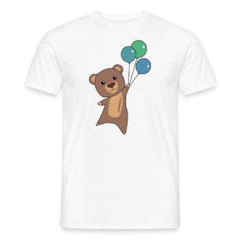 Bear flies up with balloons - Men's T-Shirt - white - Front - AI Model Male 178 dark (178cm)