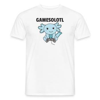 Axolotl Gamesolotl animaux doux pour les joueurs - T-shirt homme - blanc - Devant - AI Model Male 178 dark (178cm)