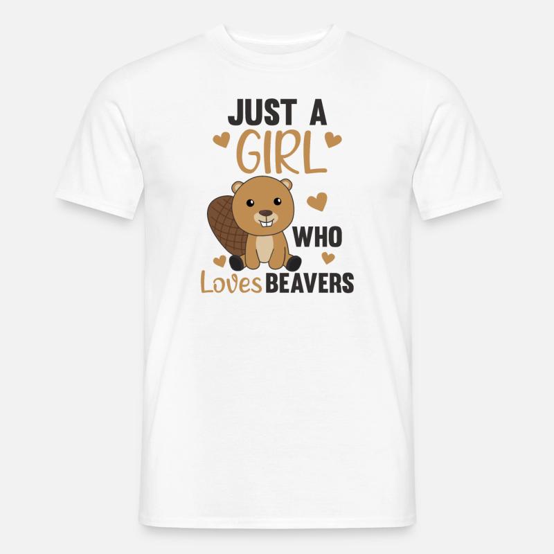 Nur ein Mädchen das Biber liebt - süßer Biber - Männer T-Shirt - Weiß
