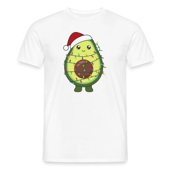 Avocado Christmas Lights Funny Avocados - Men's T-Shirt - white - Front - AI Model Male 178 dark (178cm)
