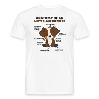 Anatomie d’un shepherd australien doux chiens - T-shirt homme - blanc - Devant - AI Model Male 178 dark (178cm)