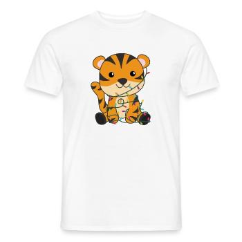 Tigre Noël Neige Hiver Animaux Tigre - T-shirt homme - blanc - Devant - AI Model Male 178 dark (178cm)