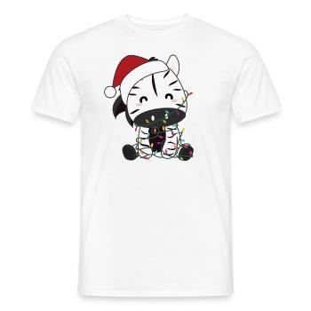 zebra Christmas zebras winter animals - Men's T-Shirt - white - Front - AI Model Male 178 dark (178cm)